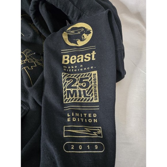 Mr Beast 25 Mil Subscribers Ltd Edition Hoodie Black Subscriber Special SZ Large - Picture 7 of 9